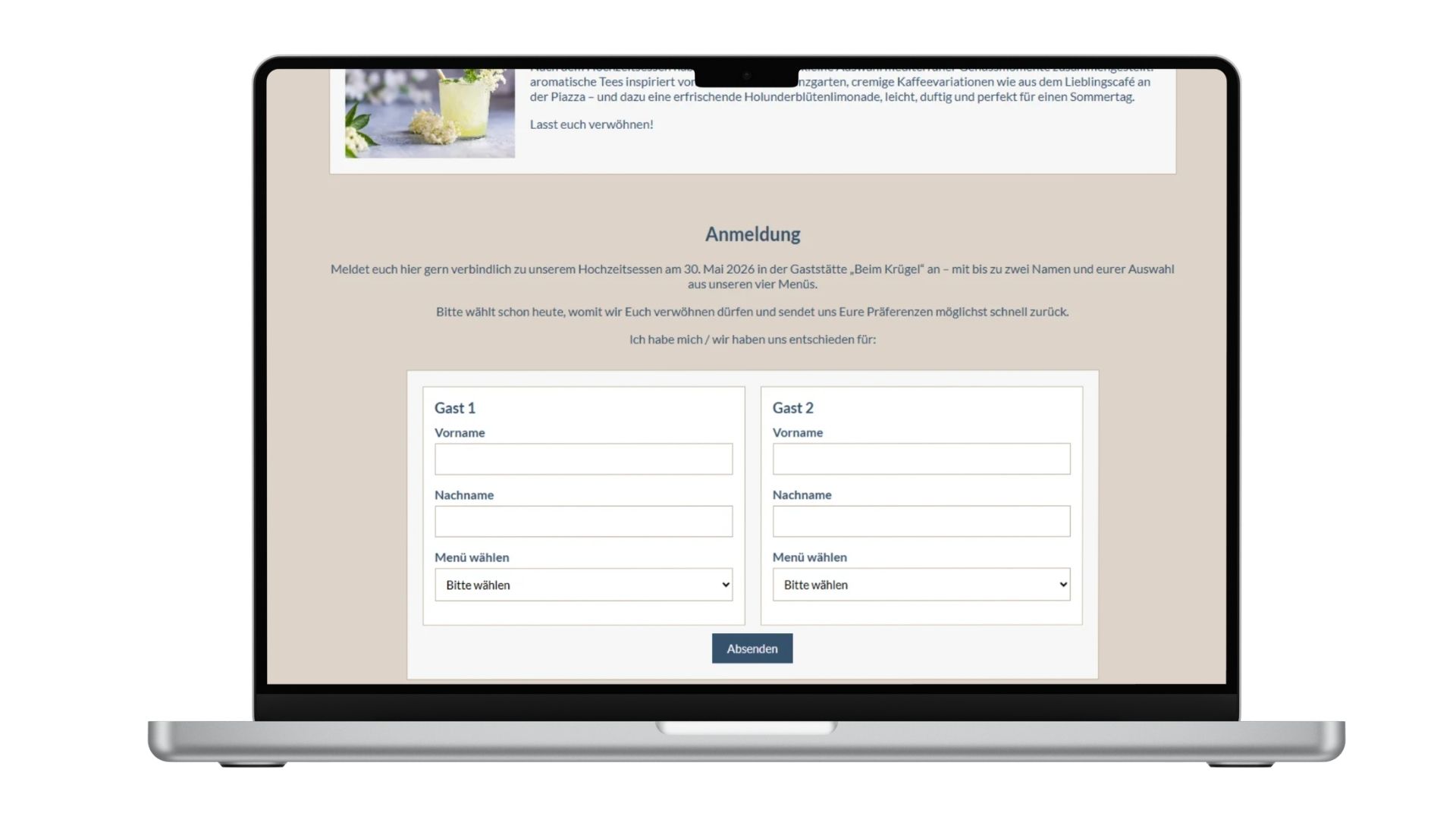 Detail Screen 2 - Bestellformular